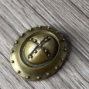 Antique Brass Scottish Shield Brooch